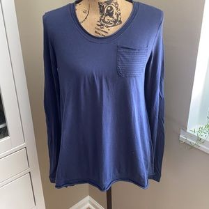 Anthropologie Navy Long Sleeve Pocket Tee